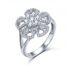 Bartail Prong Diamond Ring 18K White Gold 