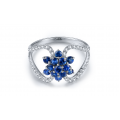 Haru Blue Sapphire Diamond Ring 18K White Gold 