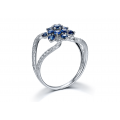 Haru Blue Sapphire Diamond Ring 18K White Gold 
