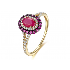 Alon Ruby Diamond Ring 18K Yellow Gold