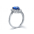 Fram Blue Sapphire Diamond Ring 18K White Gold 