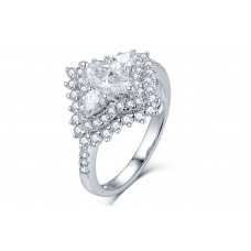 Cleat Prong Diamond Ring 18K White Gold 