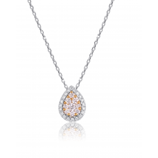 Tearly Halo Diamond Necklace 18K White Gold 