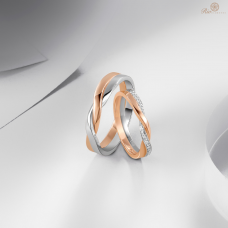 Antoinette Diamond Wedding Ring 18K White and Rose (Pair)