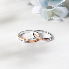Peppin Shared Diamond Wedding Ring 18K White & Rose Gold (Pair)