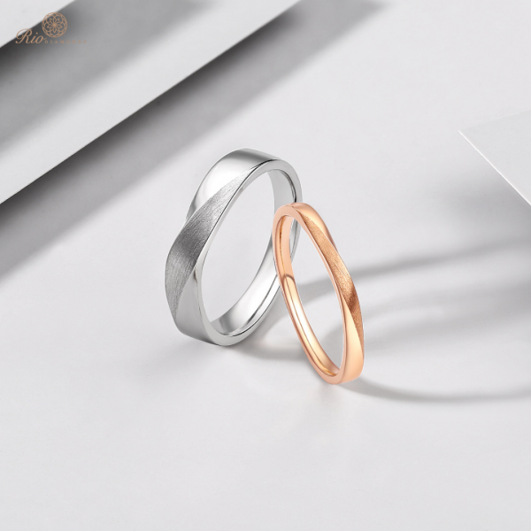 Eleta Channel Diamond 18K White & Rose Gold Wedding Ring (Pair)