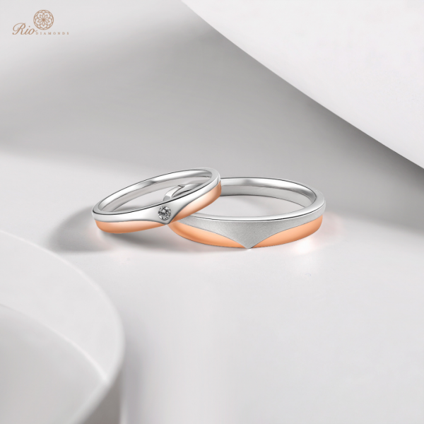 Casanova White & Rose Diamond Gold Wedding Ring (Pair)