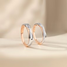 Nobuko White & Rose Gold Diamond Wedding Ring (Pair)