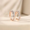 Yoshie White & Rose Gold Diamond Wedding Ring (Pair)