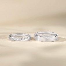 Himari Platinum Diamond Wedding Ring (Pair)