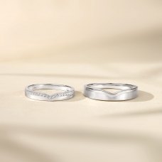 Aoi Platinum Diamond Wedding Ring (Pair)