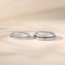 Nara Platinum Diamond Wedding Ring (Pair)