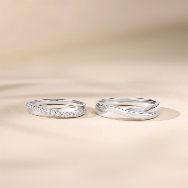 Nori Platinum Diamond Wedding Ring (Pair)