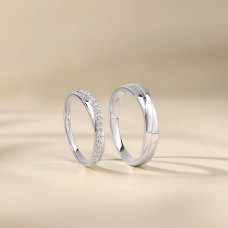 Nori Platinum Diamond Wedding Ring (Pair)
