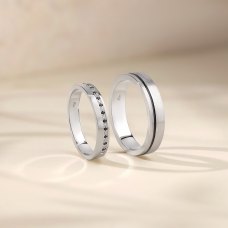 Nara Platinum Diamond Wedding Ring (Pair)