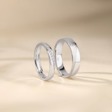 Himari Platinum Diamond Wedding Ring (Pair)