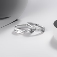 Fynn Diamond Wedding Ring 18K White Gold (Pair)