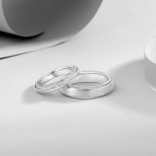 Dae 18K White Gold Diamond Wedding Ring (Pair)