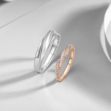 Chul Diamond 18K White and Rose Gold Wedding Ring (Pair)