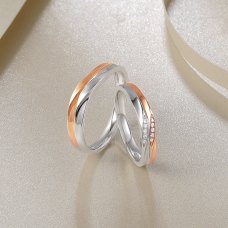 Jürgen Diamond Wedding Ring 18K White and Rose Gold (Pair)
