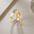 Lieselotte 18K White and Rose Gold Diamond Wedding Ring (Pair)