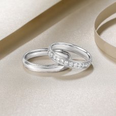Dokki Diamond Wedding Ring 18K White Gold (Pair)