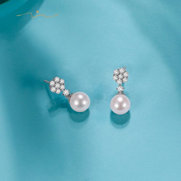 Warinel Pearl Diamond Earring 18K White Gold