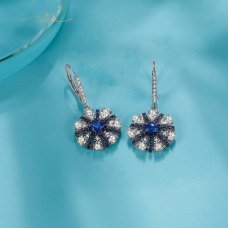 Maysie Blue Sapphire Diamond Earring 18K White & Black Gold