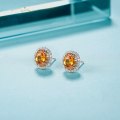 Gombin Orange Sapphire Diamond Earring 18K White Gold