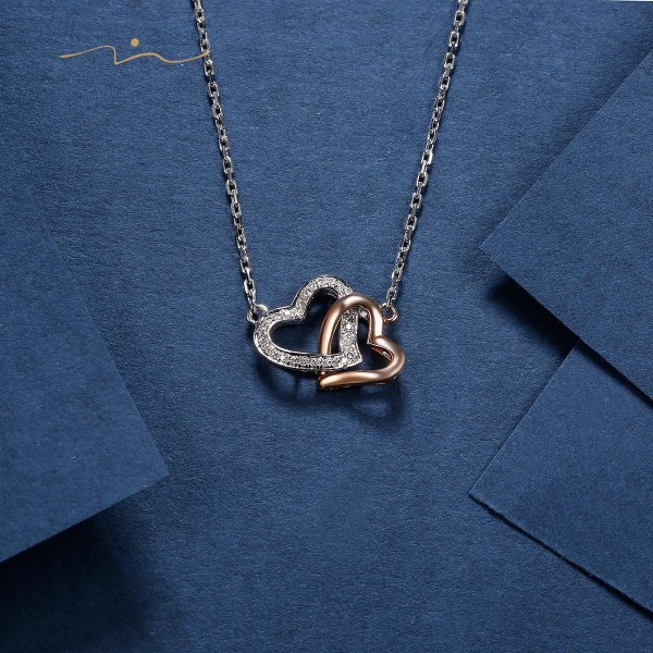 Heart-Locks Diamond Necklace 18K White & Yellow Gold