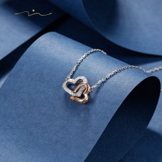 Heart-Locks Diamond Necklace 18K White & Yellow Gold