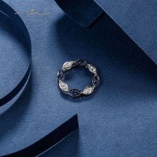 Tabalin Blue Sapphire & diamond Pendant 18K White & Black Gold