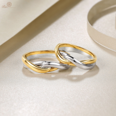 Nomien Diamond Wedding Ring 18K White and Rose Gold (Pair)
