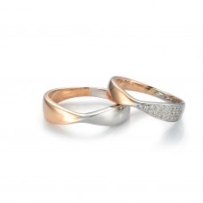 Lauren Diamond Wedding Ring 18K White & Rose Gold (Pair)