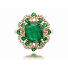 Atum Prong Emerald Diamond Ring