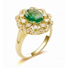 Ptah Prong Emerald Diamond Ring 