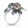 Heka Pearl Green Garnet Diamond Ring