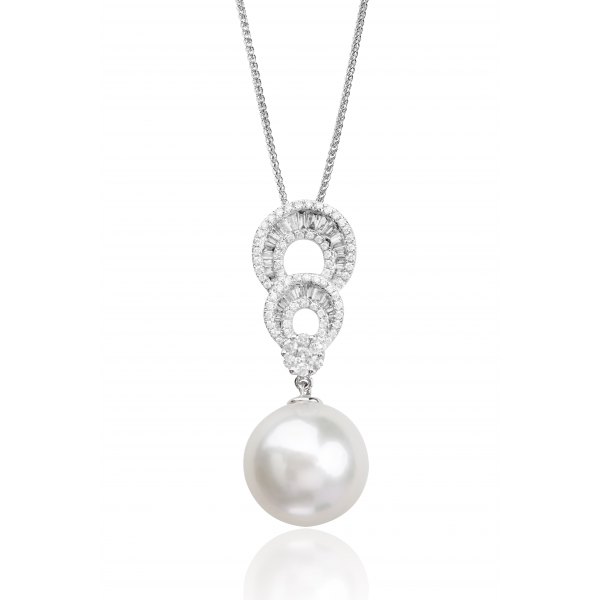 Chique Pearl Diamond Pendant 18K White Gold 