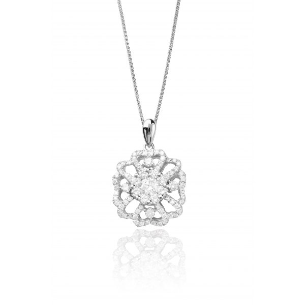 Instinto Prong Diamond Pendant 18K White Gold 