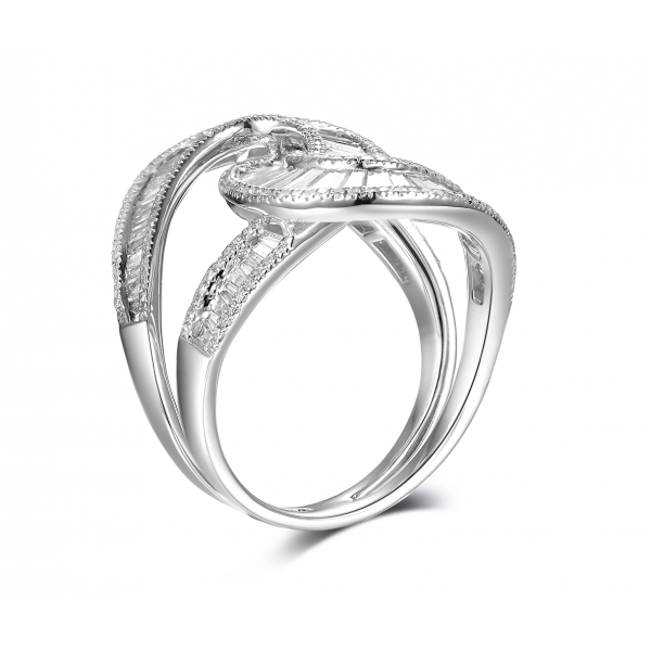 Crisscross Channel Diamond Ring 18k White Gold