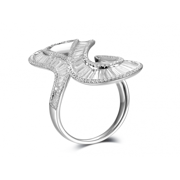 Tributary Channel Diamond Ring 18k White Gold