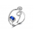 Bivo Blue Sapphire Diamond Ring 