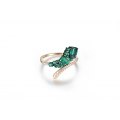 Ascii Emerald Diamond Ring 18k Yellow Gold