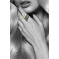 Frond Emerald Diamond Ring 18K Yellow Gold