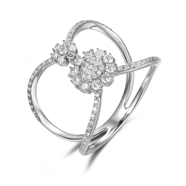 Edith Shared Prong Diamond Ring 18K White Gold 