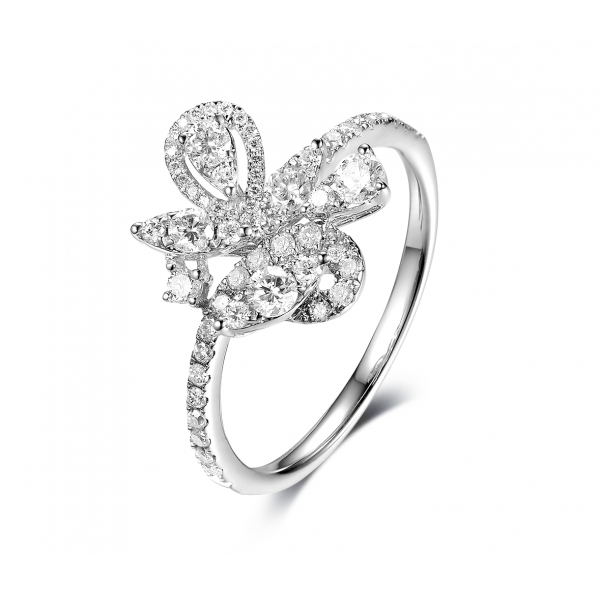 Blomst Channel Diamond Ring 18k White Gold