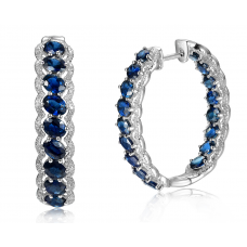 Hoop Sapphire Diamond Earring 18k White Gold