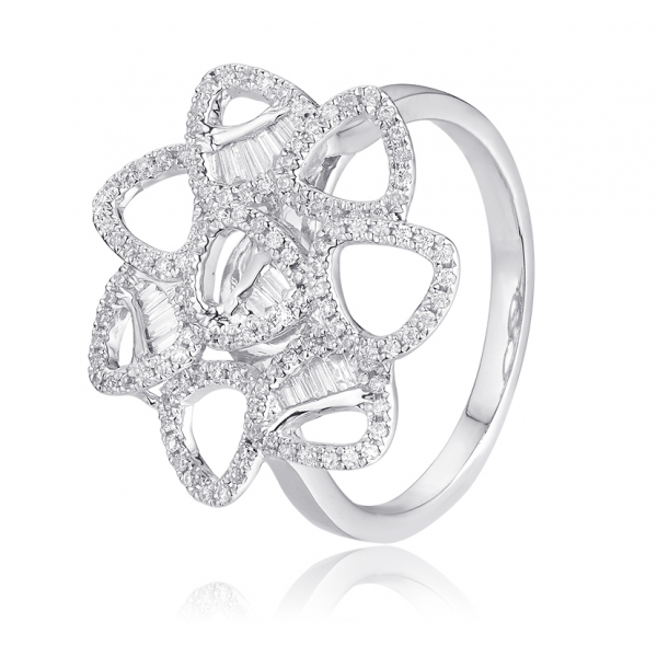 Velvet Channel Diamond Ring 18K White Gold