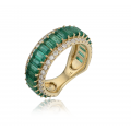 Emerald Diamond Ring 18K Yellow Gold
