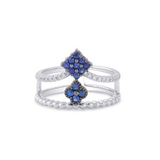 Marlin Blue Sapphire Diamond Ring 18K White Gold 